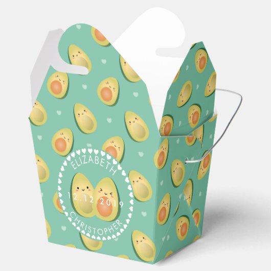 Cute Couple Avocado's Laten we Avocuddlen Trouwfee Bedankdoosjes (Geopend)
