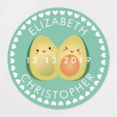 Cute Couple Avocuddle Funny Avocados Weddenschap Labels (Design 2)