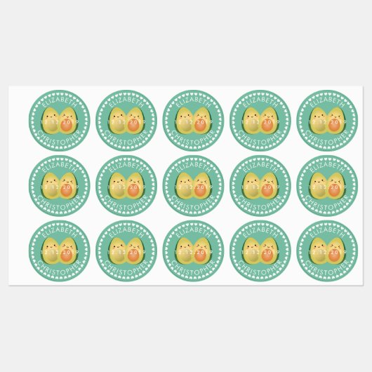 Cute Couple Avocuddle Funny Avocados Weddenschap Labels (Vel)