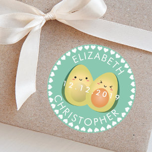 Cute Couple Avocuddle Funny Avocados Weddenschap Ronde Sticker