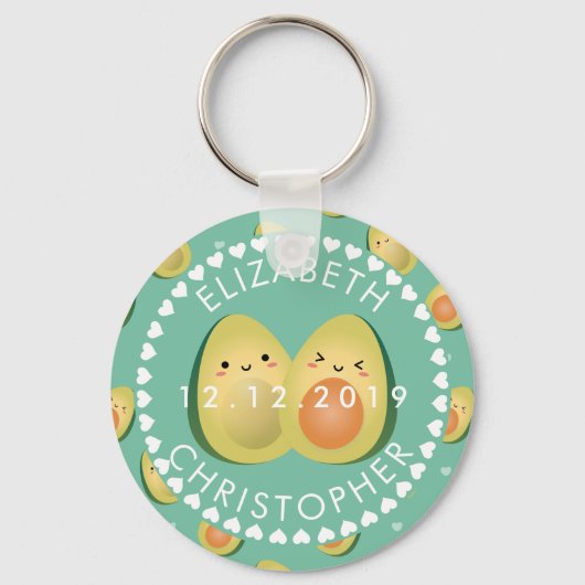 Cute Couple Avocuddle Funny Avocados Weddenschap Sleutelhanger (Voorkant)