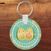 Cute Couple Avocuddle Funny Avocados Weddenschap Sleutelhanger (Voorkant)