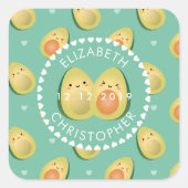 Cute Couple Avocuddle Funny Avocados Weddenschap Vierkante Sticker (Voorkant)