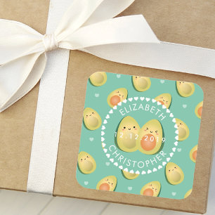 Cute Couple Avocuddle Funny Avocados Weddenschap Vierkante Sticker
