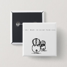 Cute Couple Bunny Knop | Wees Aan Je Zijde  Vierkante Button 5,1 Cm