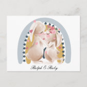 Cute Couple Bunny Rainbow Gepersonaliseerd hem haa Briefkaart (Voorkant)