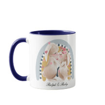 Cute Couple Bunny Rainbow Gepersonaliseerd hem haa