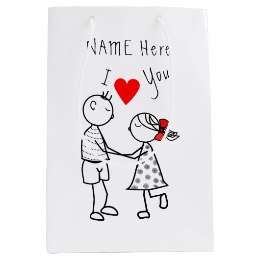 Cute Couple Cadeautas met Aangepaste Naam Tekst (Voorkant)