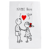 Cute Couple Cadeautas met Aangepaste Naam Tekst (Achterkant)