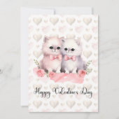 Cute Couple Cats Happy Valentines Day Feestdagenkaart (Voorkant)