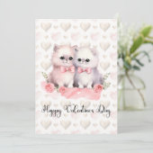 Cute Couple Cats Happy Valentines Day Feestdagenkaart (Staand voorkant)