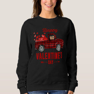 Cute Couple Dog Riding Red Pset Truck Heart Valen Trui