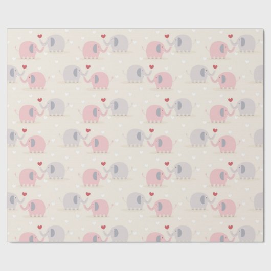 Cute Couple Elephant Love Patroon Cadeaupapier (Vlak)