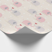 Cute Couple Elephant Love Patroon Cadeaupapier (Hoek)