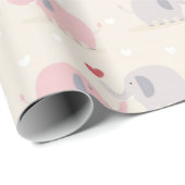 Cute Couple Elephant Love Patroon Cadeaupapier (Rol Hoek)