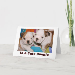 Cute Couple English Bulldog Puppies Jubileum Kaart