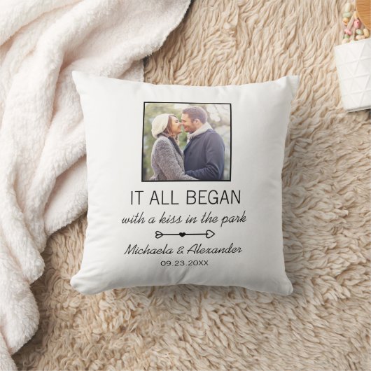 Cute Couple Foto Waar Het Alles Begon Quote Kussen (Deken)