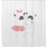 Cute Couple French Bulldog Love | HONDENLIEFHEBBER Douchegordijn (Voorkant)