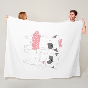 Cute Couple French Bulldog Love   HONDENLIEFHEBBER Fleece Deken