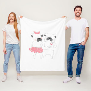 Cute Couple French Bulldog Love   HONDENLIEFHEBBER Fleece Deken