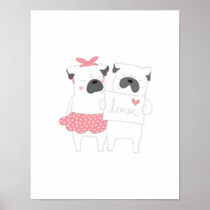 Cute Couple French Bulldog Love HONDENLIEFHEBBER Poster