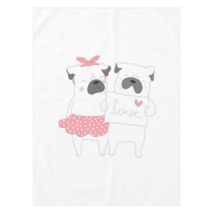 Cute Couple French Bulldog Love HONDENLIEFHEBBER Tafelkleed