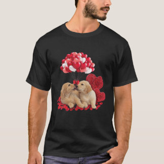 Cute Couple Golden Retriever Valentijnsdag Dog L T-shirt