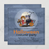 Cute Couple Halloween Costume Party Invitation Kaart (Voorkant / Achterkant)