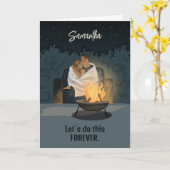 Cute Couple Hartenkaart Met Eigen Tekst Kaart (Gele Bloem)