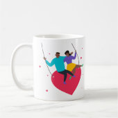 Cute Couple Heart Illustration Romantic Gift Koffiemok (Links)