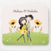 Cute Couple Hugging in a Field Muismat (Voorkant)