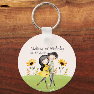 Cute Couple Hugging Sleutelhanger