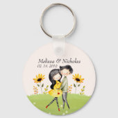 Cute Couple Hugging Sleutelhanger (Achterkant)