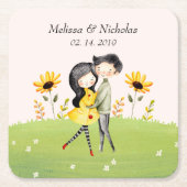 Cute Couple Hugging Square Paper Onderzetter (Voorkant)