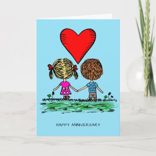 Cute Couple Jubileum Card Kaart (Voorkant)