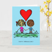 Cute Couple Jubileum Card Kaart (Gele Bloem)