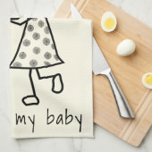 Cute Couple Keukenhanddoek - Aangepaste tekst (Quarter Fold)