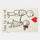 Cute Couple Keukenhanddoek - Aangepaste tekst (Horizontaal)