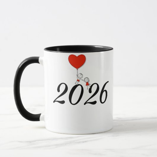 Cute Couple Love Mug – Romantic Cartoon Heart Desi Mok (Links)