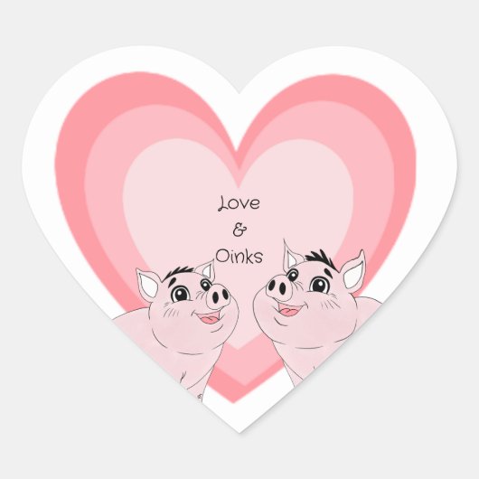 Cute couple of pink piggy hart sticker (Voorkant)