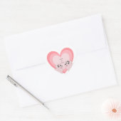Cute couple of pink piggy hart sticker (Envelop)