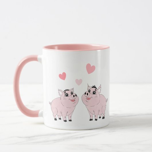 Cute couple of pink piggy mok (Links)