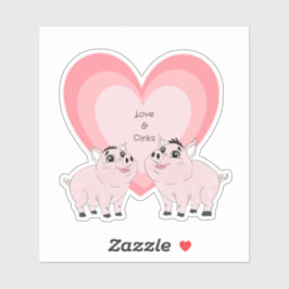 Cute couple of pink piggy sticker
