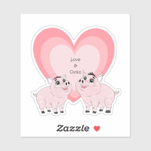 Cute couple of pink piggy sticker (Vel)