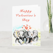 Cute Couple Olifant Valentijnsdag Kaart