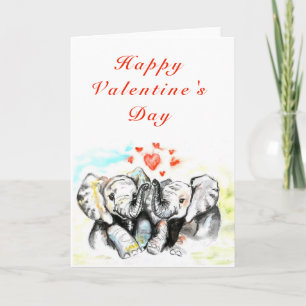 Cute Couple Olifant Valentijnsdagkaart Kaart