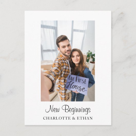 Cute Couple ons eerste bericht over thuisverplaats Briefkaart (Voorkant)