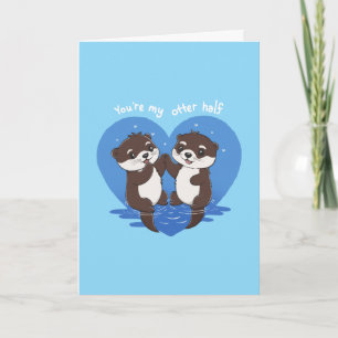 Cute Couple Otter Pun Vouwkaart Kaart
