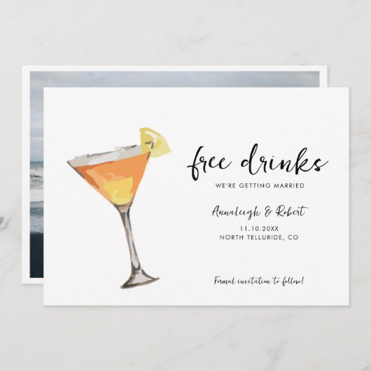 Cute Couple Photo Script Minimalist Weddenschap Save The Date (Voorkant / Achterkant)