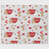 Cute Couple Puppies Love Pattern Cadeaupapier (Vlak)